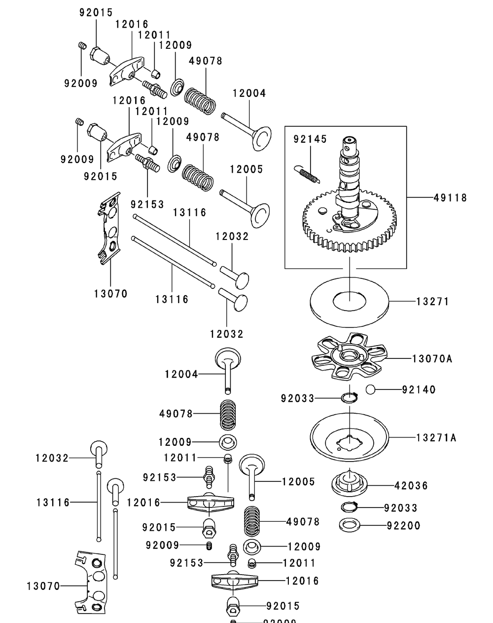 Kawasaki Fh580v-As05 Valve And Camshaft Diagram and Parts List for ENFORCER44 53BI3AGF050-19HP Cub Cadet Lawn Tractor